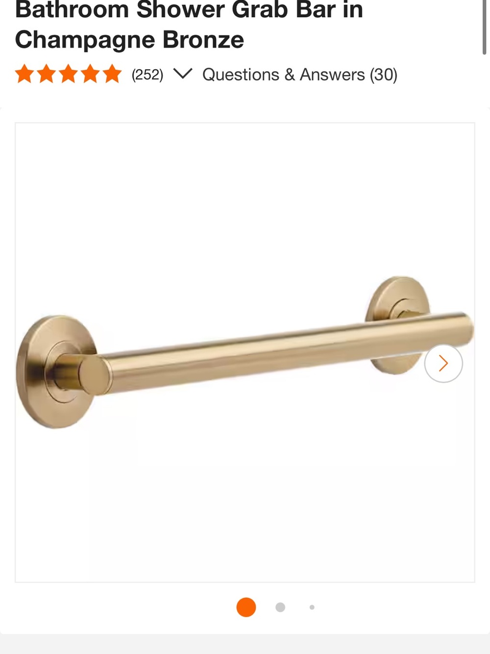 Delta Champagne Bronze Decorative Grab Bar